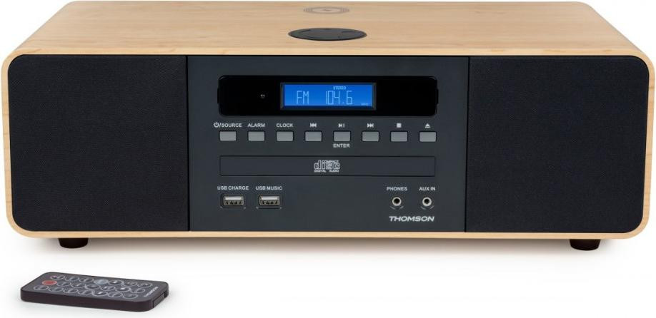 Thomson MIC202IBT micro-stereo-installatie met Bluetooth, draadloze telefoonlader en FM-radio met RDS