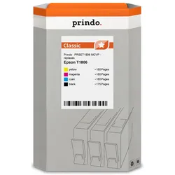 Prindo, Druckerpatrone, Classic Multipack Noir(e) / Cyan / Magenta / Jaune (PRSET1806 MCVP) (BK, C, M, Y)