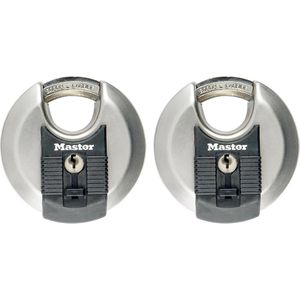 Master-Lock Vorhängeschloss Excell Disc, 70mm, 4 Schlüssel, gleichschließend & wetterfest,2 Stück