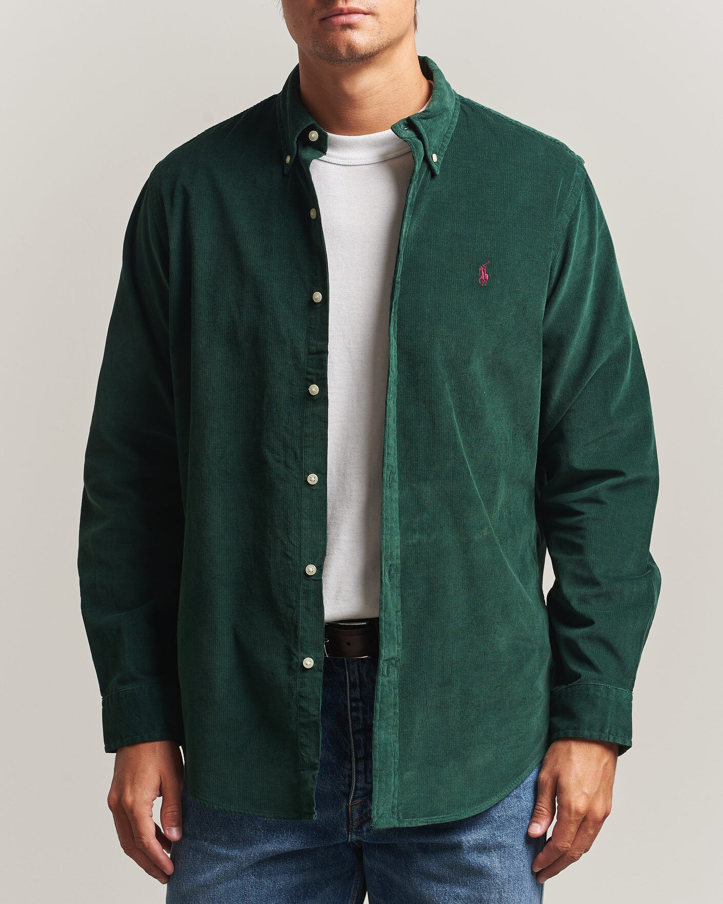 Polo Ralph Lauren Custom Fit BD Corduroy Shirt Moss Agate men M Grøn
