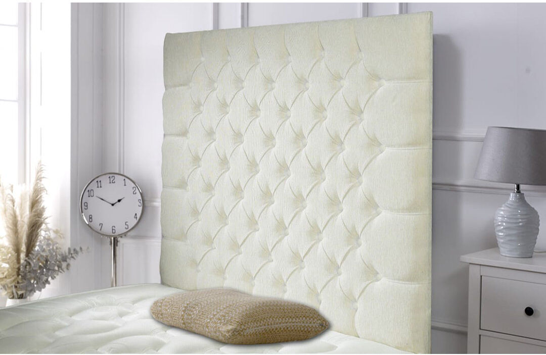 Rosdorf Park Shaw Upholstered Chenille Headboard Cream Kingsize (5')