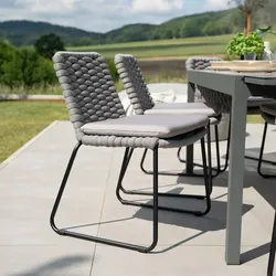 HOME DELUXE Gartenstuhl aus Seilgeflecht BALERO Hellgrau - 2er Set
