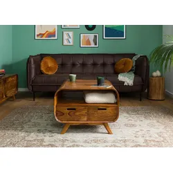 Couchtisch Sheesham 70x70x50 hellbraun lackiert MAILAND #132