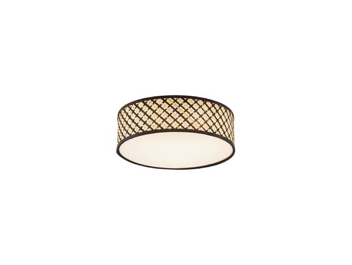 Plafonnier rotin oriental avec cadre noir 40cm - Tremmo