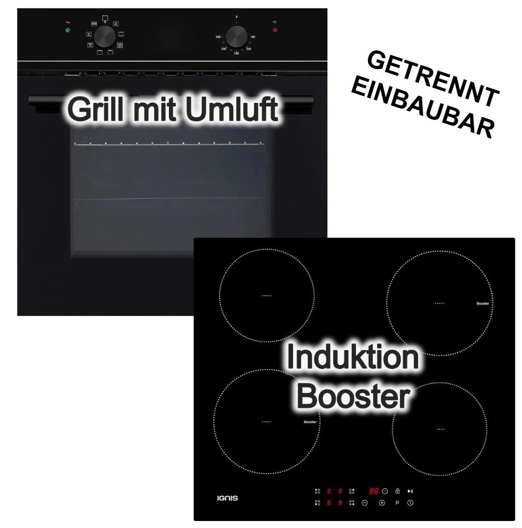Herdset Wolkenstein Einbaubackofen ECO Funktion + Bauknecht Induktionskochfeld Booster Touch-Control