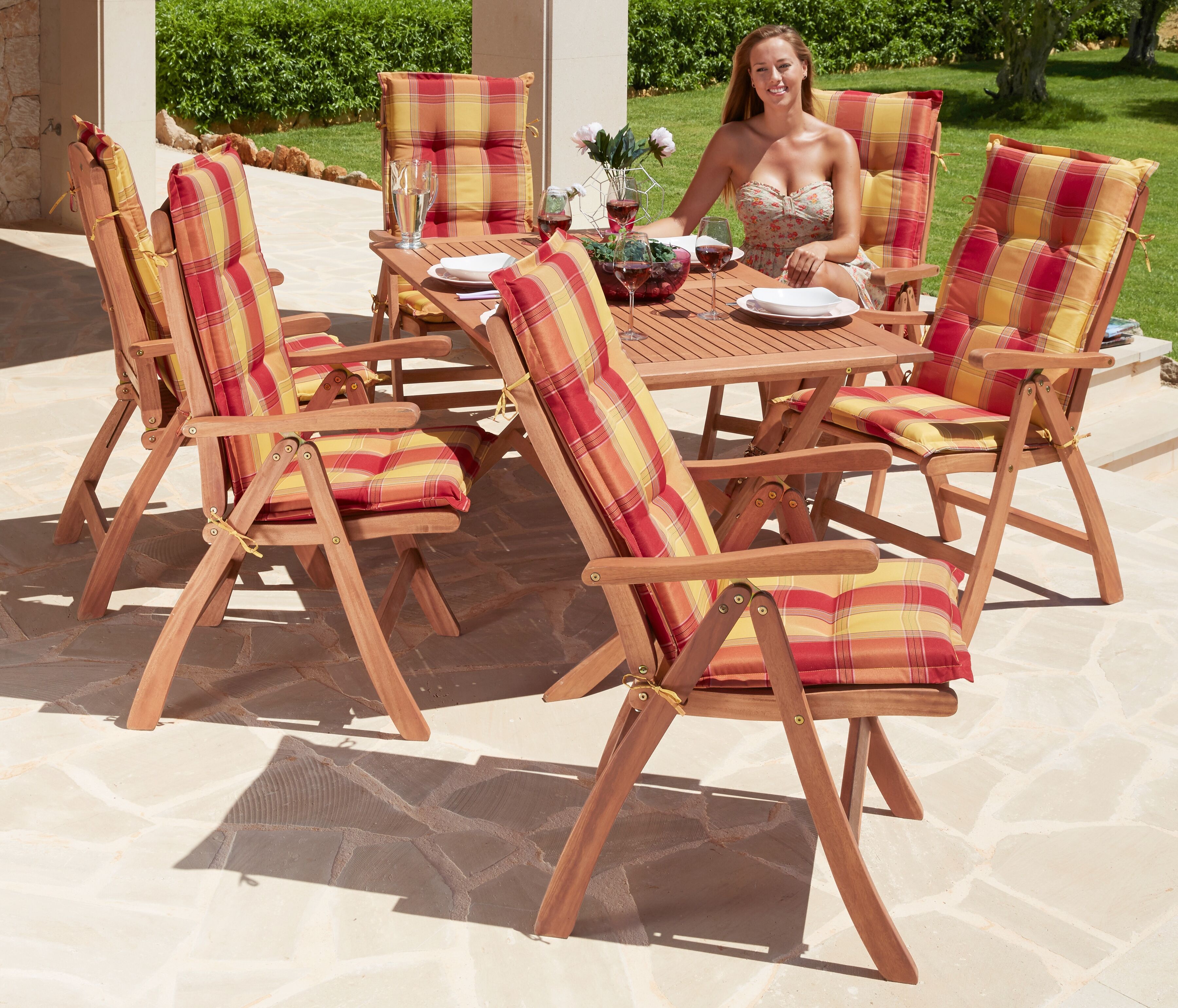 Garten-Essgruppe MERXX "Maracaibo", braun, Obermaterial: 100% Polyester. Füllung: 100% Polyurethan, Sitzmöbel-Sets, Garten-Essgruppe