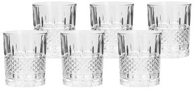 Lorren Home Trends Tumbler Glasses, Set of 6, Clear, Diamond Cut Textured Finish, 10oz, For Whiskey, Bourbon, Scotch, Cognac
