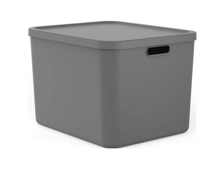 Rotho Aufbewahrungsbox Albula, Anthrazit, Kunststoff, 40.5x34x48.9 cm, Tragegriff, stapelbar, Ordnen & Aufbewahren, Dekoboxen & Aufbewahrungsboxen, Stapelboxen