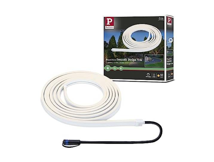 Paulmann 94680 Plug & Shine LED Außenleuchte Stripe Smooth IP68 5m incl. 1x11 W dimmbar Weiß Kunststoff 3000 K
