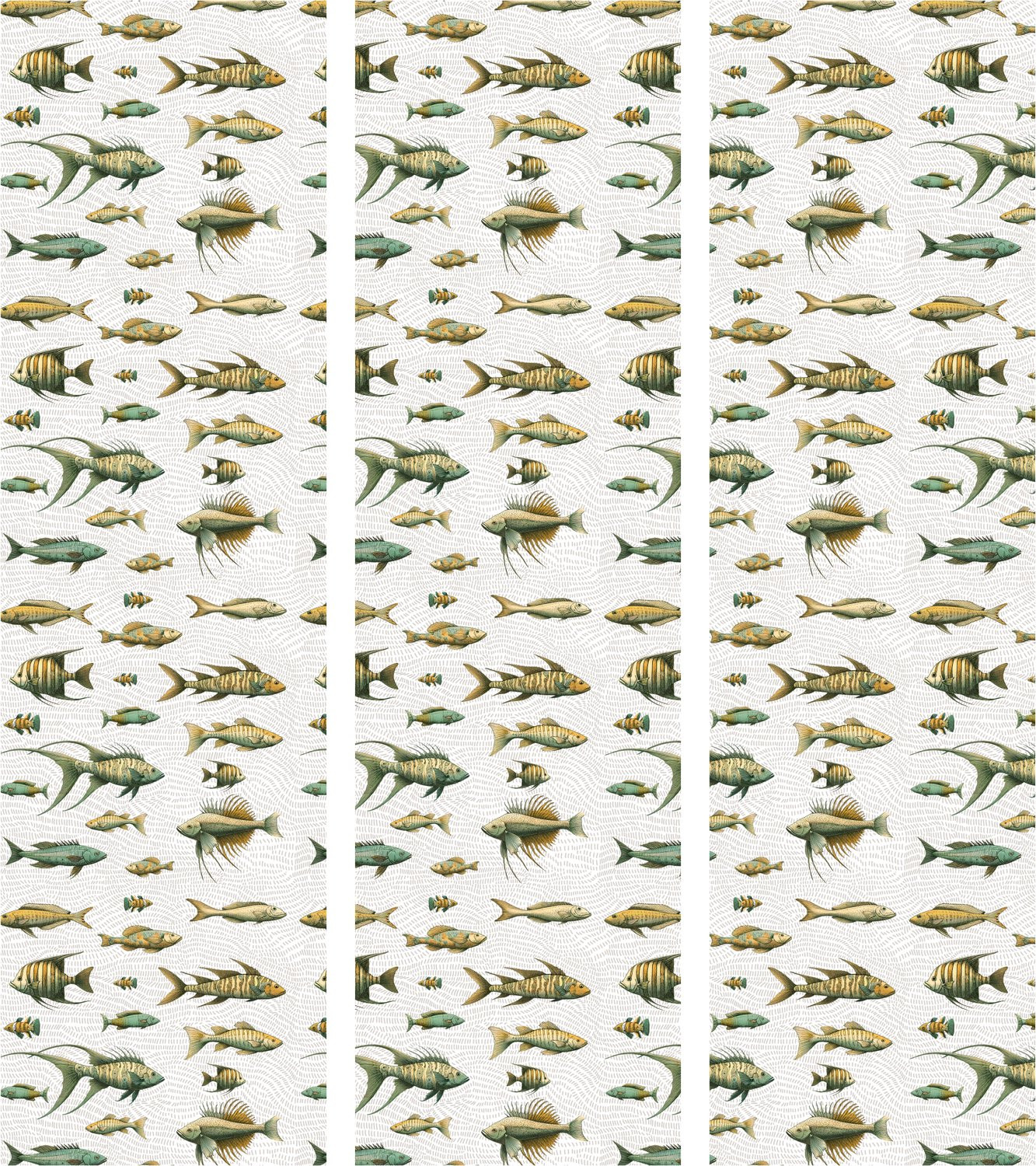 Japans Kamerscherm Unusual Species of Fish – 3-delig – Beige – Houten Frame – 135 x 172 cm