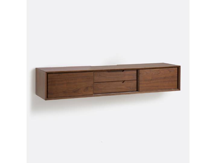LA REDOUTE Meuble TV suspendu plaqué noyer, Noyeto Marron Coloris Noyer