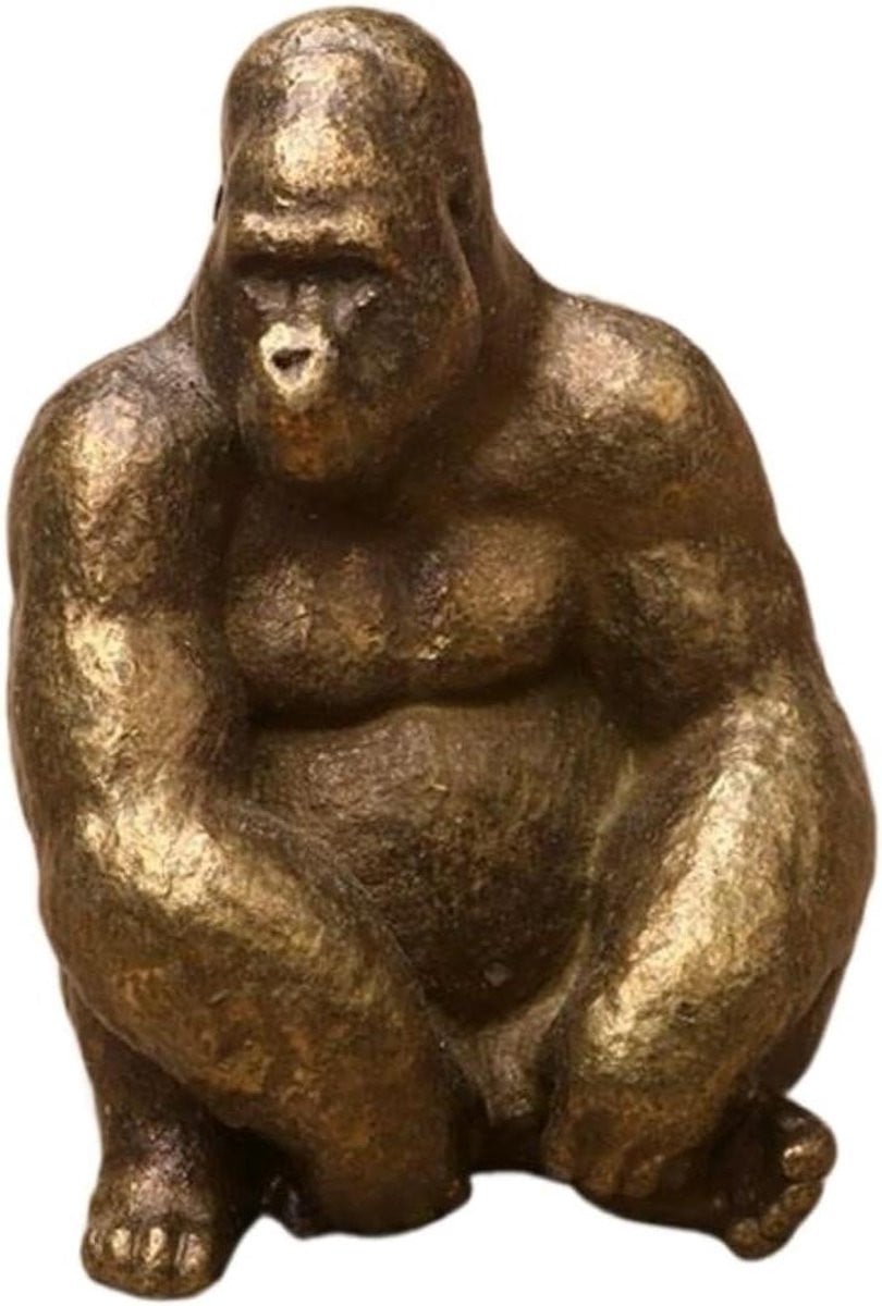 Gorilla Beeldje Messing Dierenfiguur Decoratie 27 x 37 mm