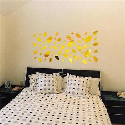 Snug & Styled Modern Mirror Wall Sticker Removable Acrylic Mirror Wall Decor For Living Room Bedroom TV Background gold
