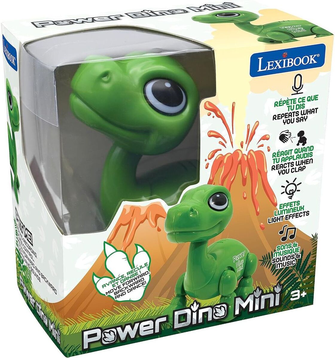 Lexibook Power Dino Mini Dinosaur Robot with Lights ; Sounds - Interactive Toy for Kids - 12 cm