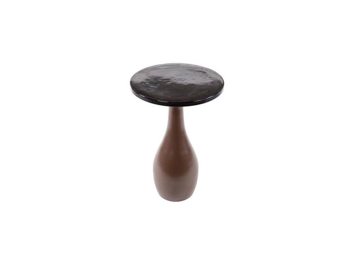 Kawola Beistelltisch Mokka Braun Glas, Kupferfarben, Metall, Organisch, 40x60x40 cm, Wohnzimmer, Wohnzimmertische, Beistelltisch