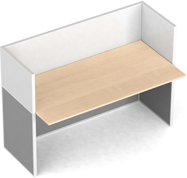 B2B Partner Büroschreibtisch mit Magnettafel-Trennwänden, 1 Platz, grau/Birke