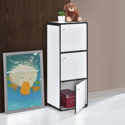 InRoom Designs 3-Door Storage Cabinet, Enclosed Multi-Tier Shelving, Freestanding Organizer for Living Room and Home Office
