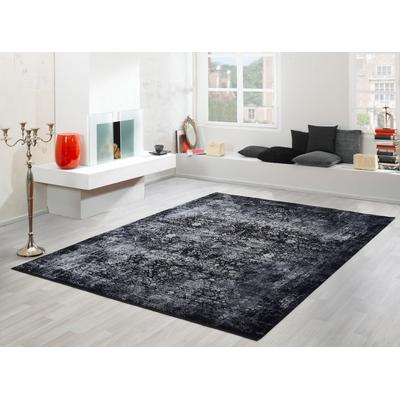 Teppich OCI DIE TEPPICHMARKE "BESTELLER MAGIC", schwarz (schwarz, grau), B:120cm H:8mm L:180cm, Viskose, Teppiche, Teppich, Glanz Viskose, mit Fransen, Hoch Tief Struktur, Vintage, Wohnzimmer