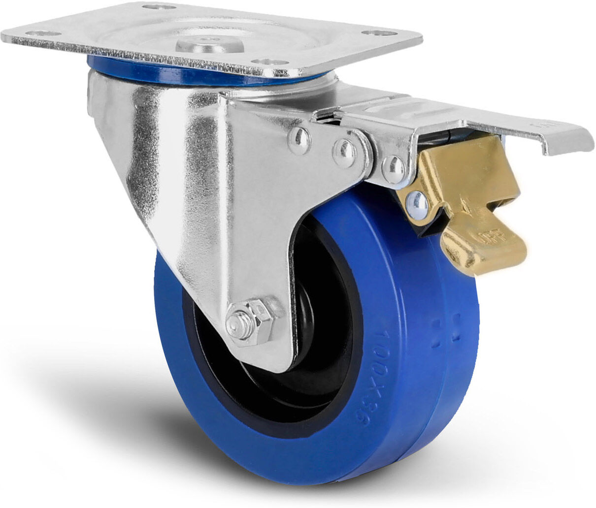 Adam Hall Hardware 372101 - Lenkrolle 100 Mm, Mit Blauem Rad Und A/b-Feststeller