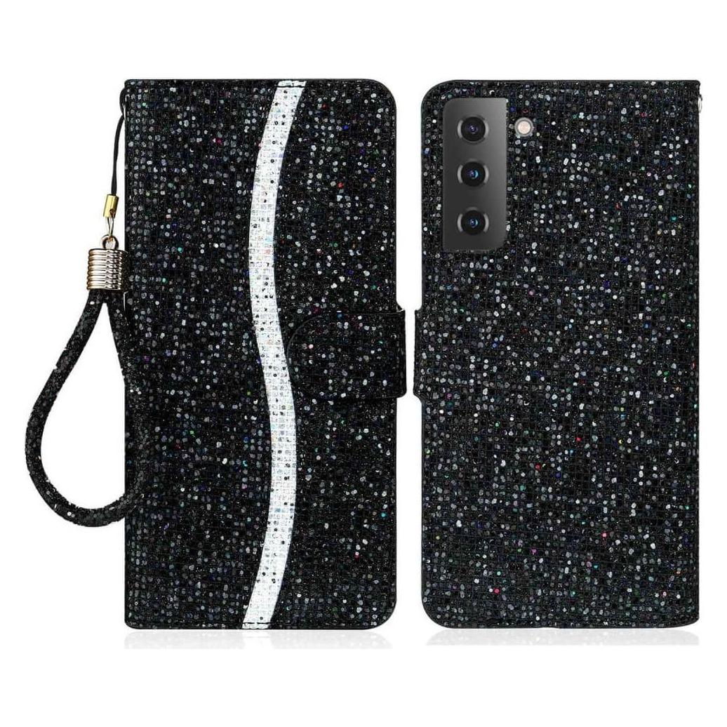 Cover-Discount Galaxy S23+ - Glitter Leder Etui schwarz (Samsung Galaxy S23+) (660117141A)