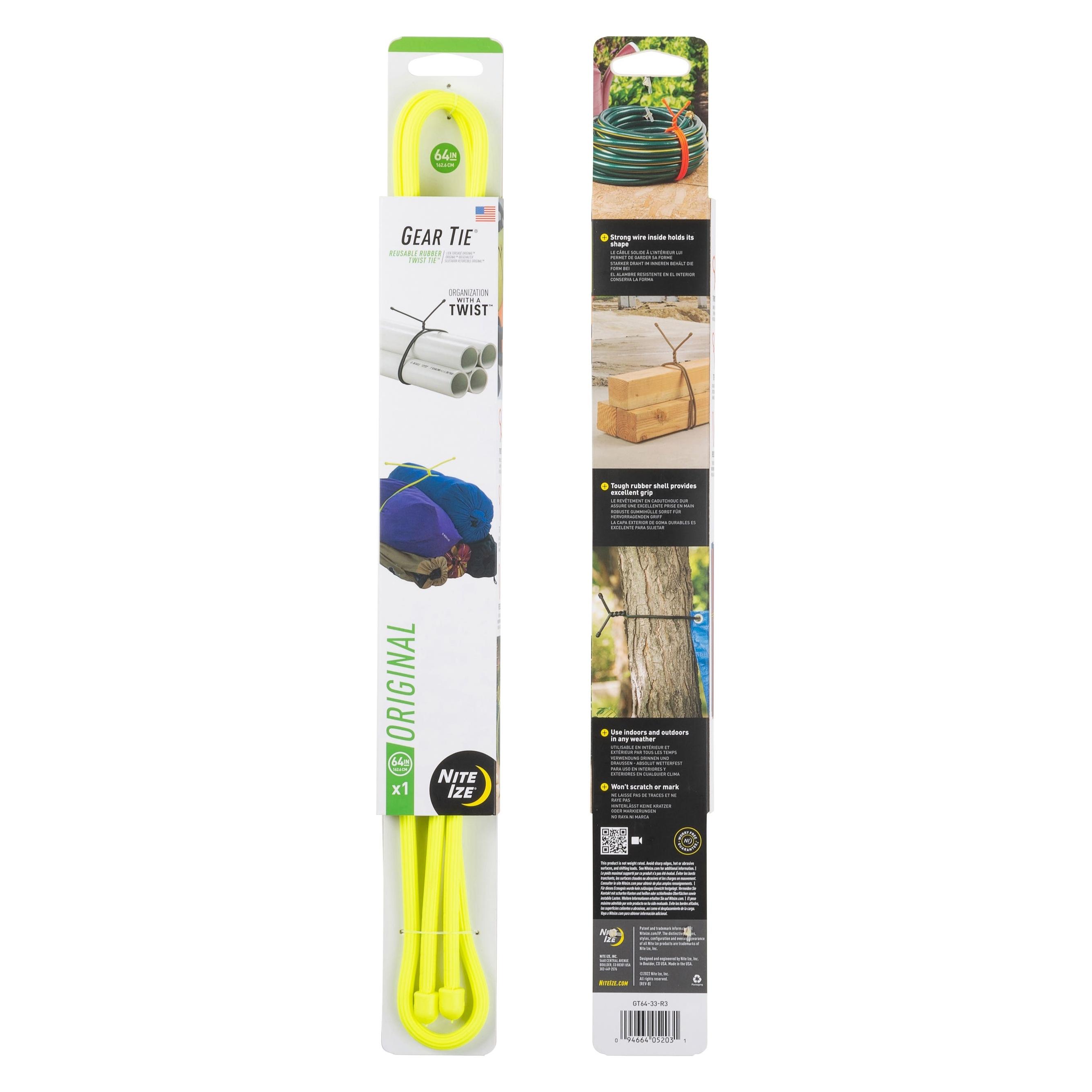 NoName Flexible Gear Tie 1.6 m Neon Yellow (Klettkabelbinder, 1600 mm, 2 Stk.) (GT64-33-R3)