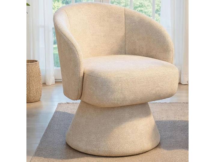 Fauteuil pivotant CYRUS en tissu chenille beige