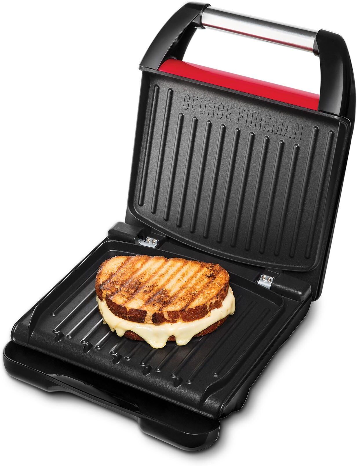 Kontaktgrill GEORGE FOREMAN "Steel Compact Fitnessgrill rot 25030-56", rot, B:28cm H:11cm T:34cm, Kontaktgrill_Standgrill_Tischgrill_Teppanyakigrill, Kontaktgrill