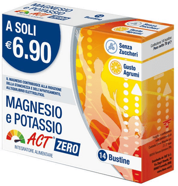 Linea Act Magnesio Potassio Act Integratore Stanchezza Zero Zuccheri Gusto Agrumi 14 Bustine
