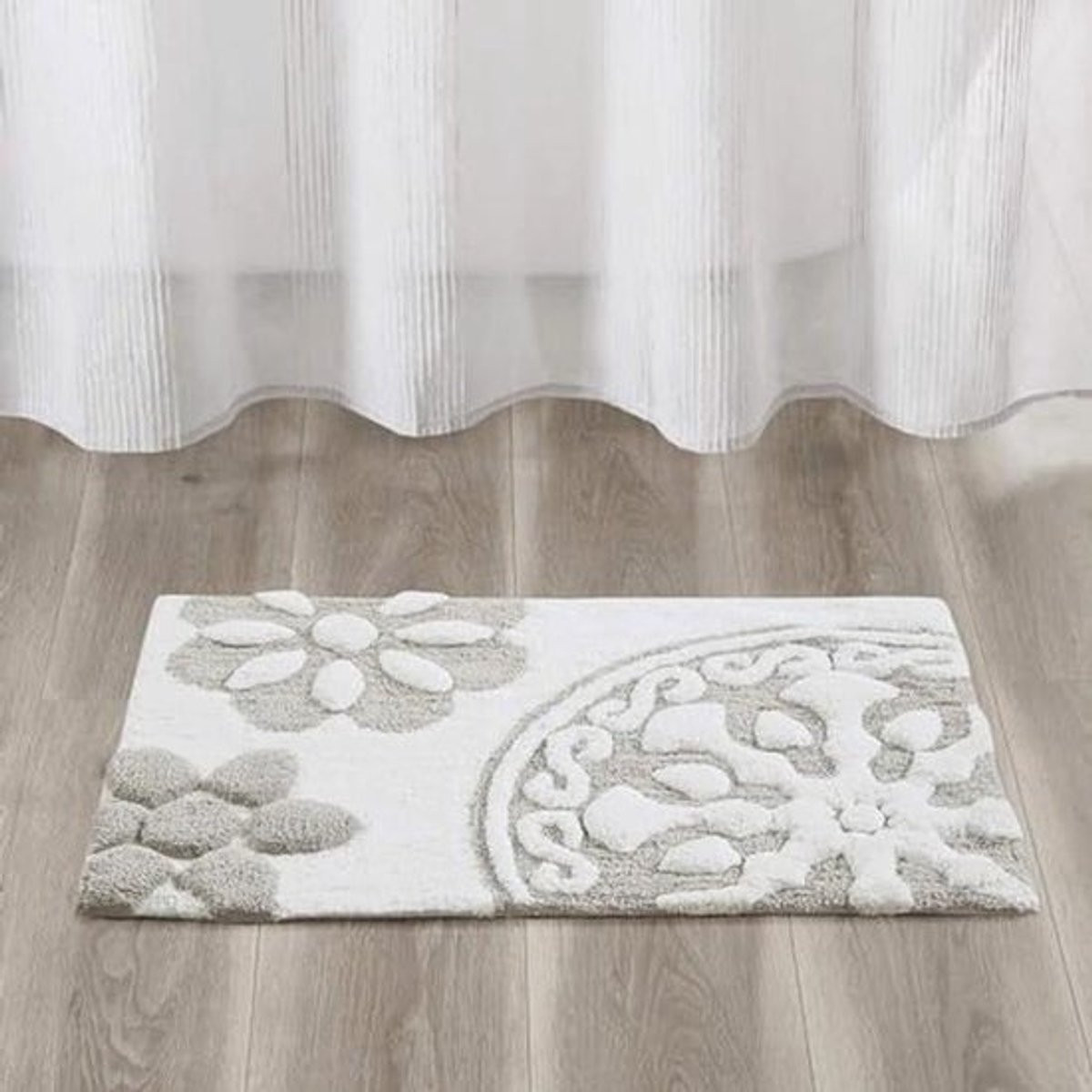 Chic Badmat met Locket Patroon - Ultra Zacht en Antislip - Taupe - 50,8 x 76,2 cm