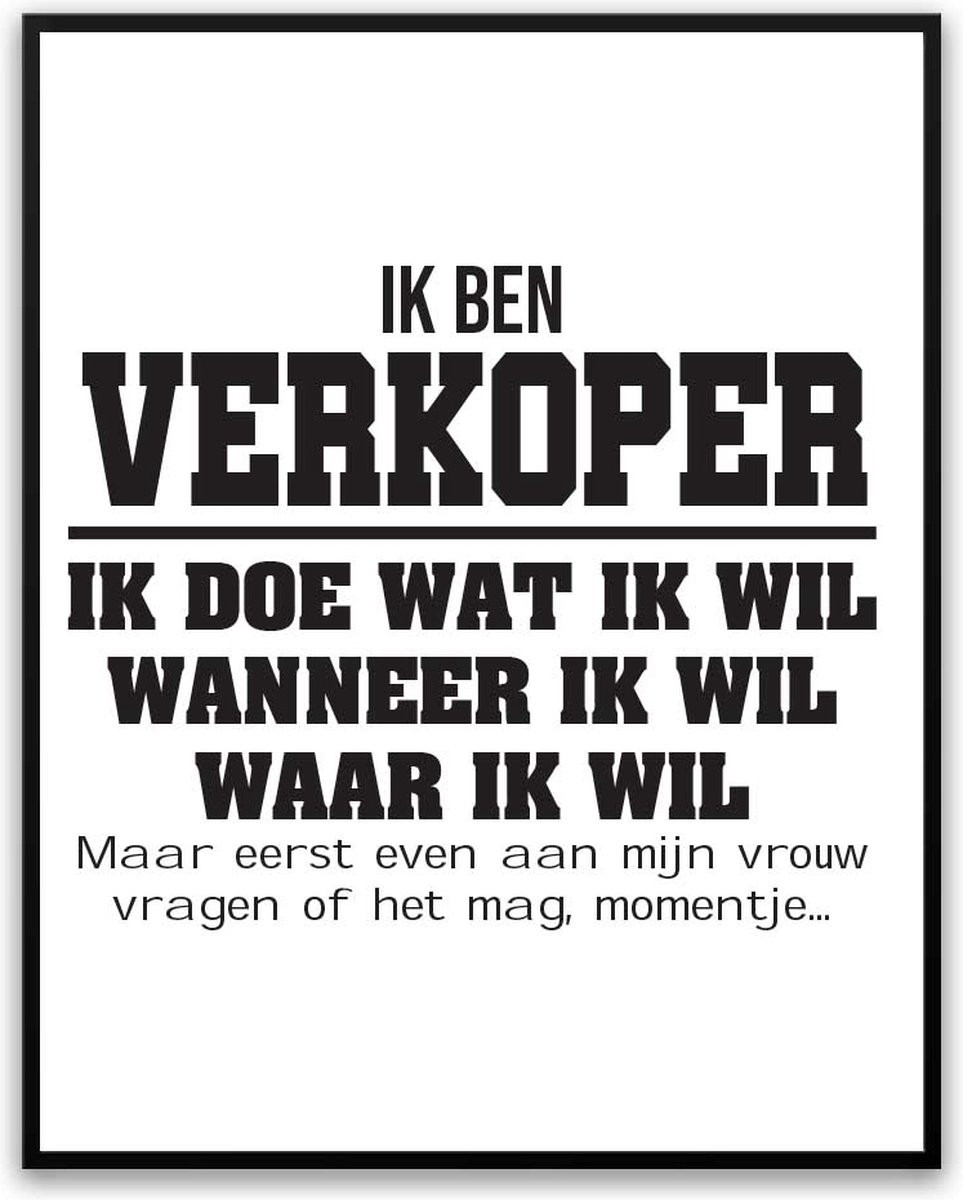 Grappige poster Man Vrouw met fotolijst van glas 40 x 50 cm