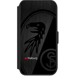Nivocase Klapphülle für Apple iPhone 7 Handyhülle aus Kunst Leder NIVOflip schwarz Metallic Look (Apple iPhone 7), Smartphone Hülle, Schwarz