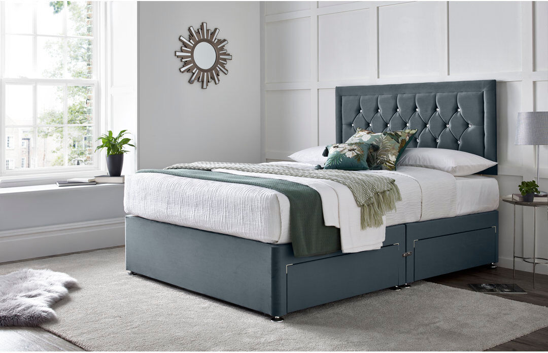 Wade Logan Fly Princess Divan Bed with 24" Headboard on Struts Steel Double (4'6)