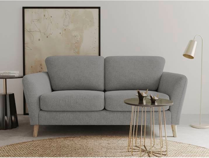 Kompaktsofa, Webstoff, Grau, 170×90 cm, Wellenunterfederung, Landhausstil, Home-affaire