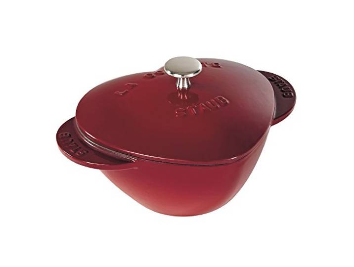 STAUB Dutch Oven Schmortopf aus Gusseisen, 1,75 qt Herz Cocotte, hergestellt in Frankreich, serviert 1, Schwarz, Kirsche