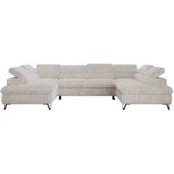 WOHNLANDSCHAFT PABLO U Cord Beige mit Topper T25