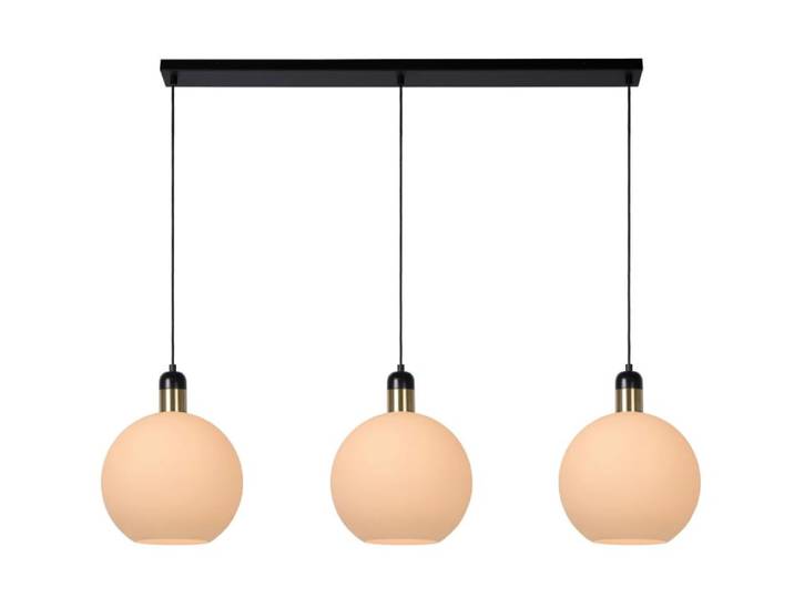 Suspension verre 3 lumières verre opalin 105 cm
