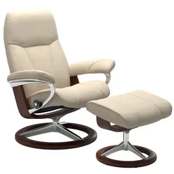 Stressless Sessel mit Hocker Consul Signature Leder Beige Batick Cream L (Large)