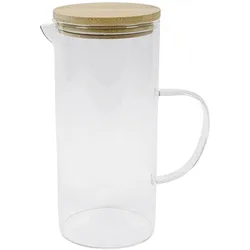 6x Glaskaraffe m. Bambusdeckel 1l, Serviergefässe, Transparent