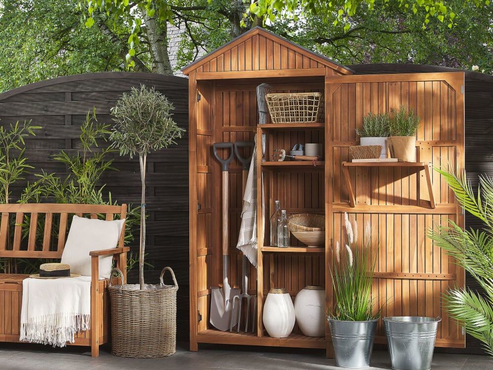 Beliani Armoire de jardin en bois Marron 40x200x100cm