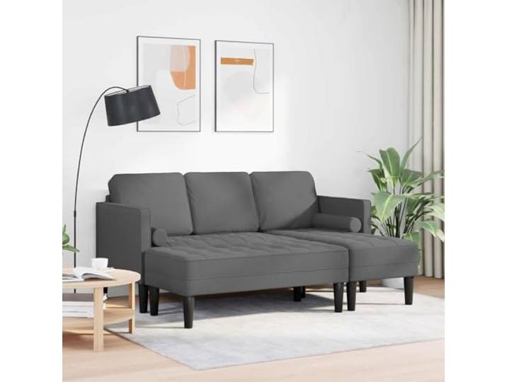 KTHLBRH Sofa-Set, modular, 5-Sitzer, Dunkelgrau, Polyester Konfiguration L oder U, Struktur aus Holz, flache Armlehnen, einfache Montage