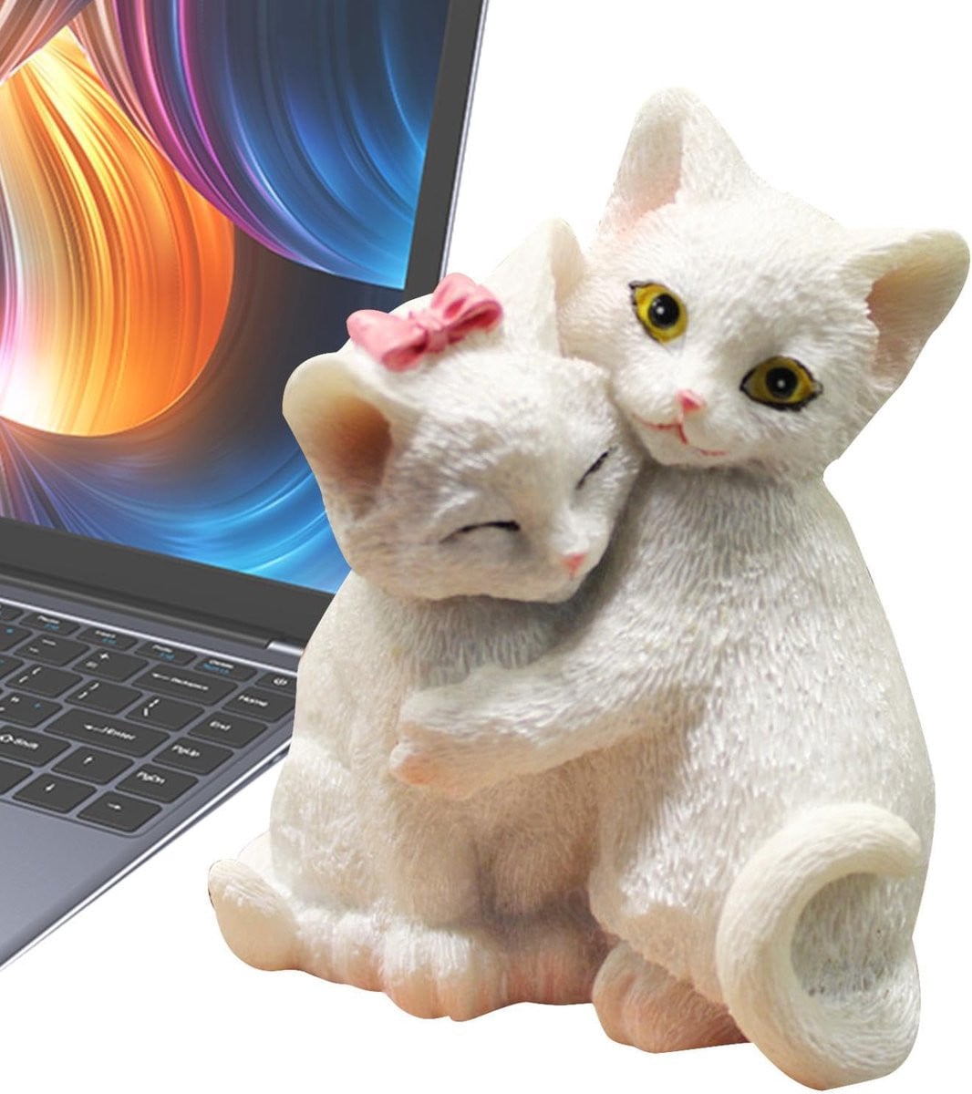 Charmant Katten Standbeeld Paar voor Woonkamer Decoratie - B/D/H: 65 x 4 x 75 cm