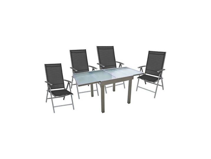 Garden Pleasure Sitzgruppe, Alu Tisch 4x Hochlehner Ausziehtisch Stühle