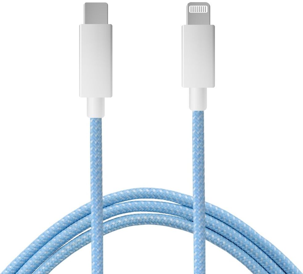 Kabel w oplocie (USB-C do Lightning) - 1 m   biały/niebieski - Refurbished
