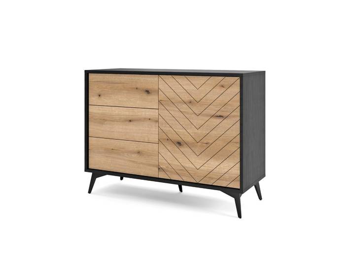 KOMMODE DIAMANTE 104/77/39 cm mit 3 Schubladen 1 Türen Schwarz