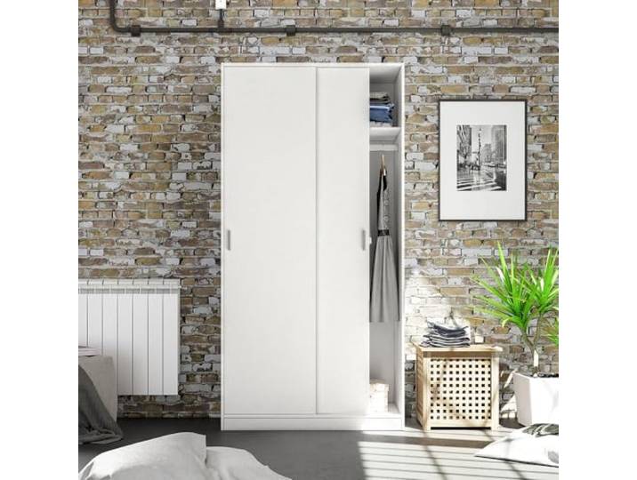möbelando Schwebetürenschrank >MAX< in Weiß - 100x200x50 (BxHxT)