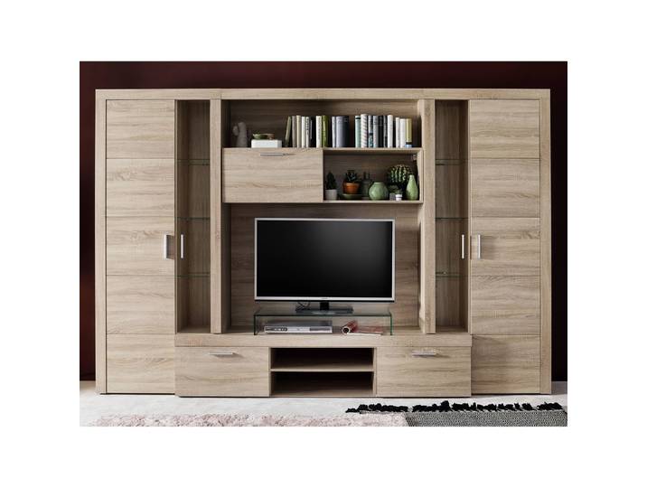 Wohnwand Mondeo HDF Hochdichte Holzfaserplatte , beschichtet Beige 291 x 197 x 41cm