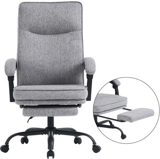 Ergonomischer Bürostuhl mit Fußstütze, bequemer, verstellbarer Computerstuhl mit gepolsterten Armlehnen für Homeoffice und Gaming, Grau
