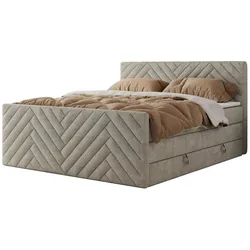 Boxspringbett mit Bettkasten  ¦ beige ¦ Maße (cm): B: 181 H: 110