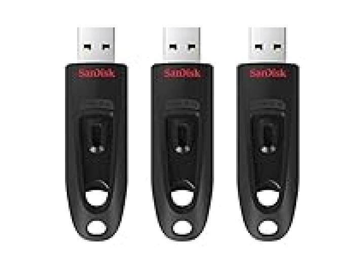 SanDisk 64 Go Ultra Clé USB 3.0 , jusqu'à 130 Mo/s, paquet de trois, Noir