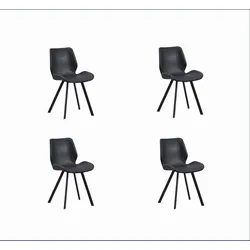 Stuhl-Set Barona 4er-Set Schwarz Lederlook